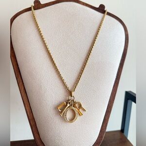 Dior Gold Letter Charm Necklace